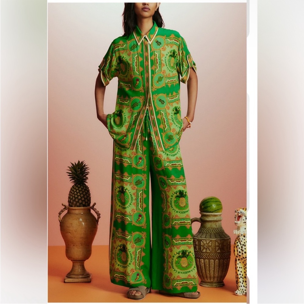 Alemais La Musica Printed Silk Gree TOP sz 2 & Pants sz 4 PRICE IS FIRM!